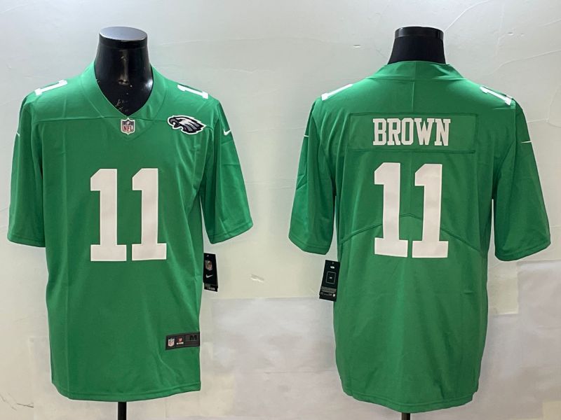 Men Philadelphia Eagles #11 Brown Green 2025 Nike Vapor Limited NFL Jersey style 2093